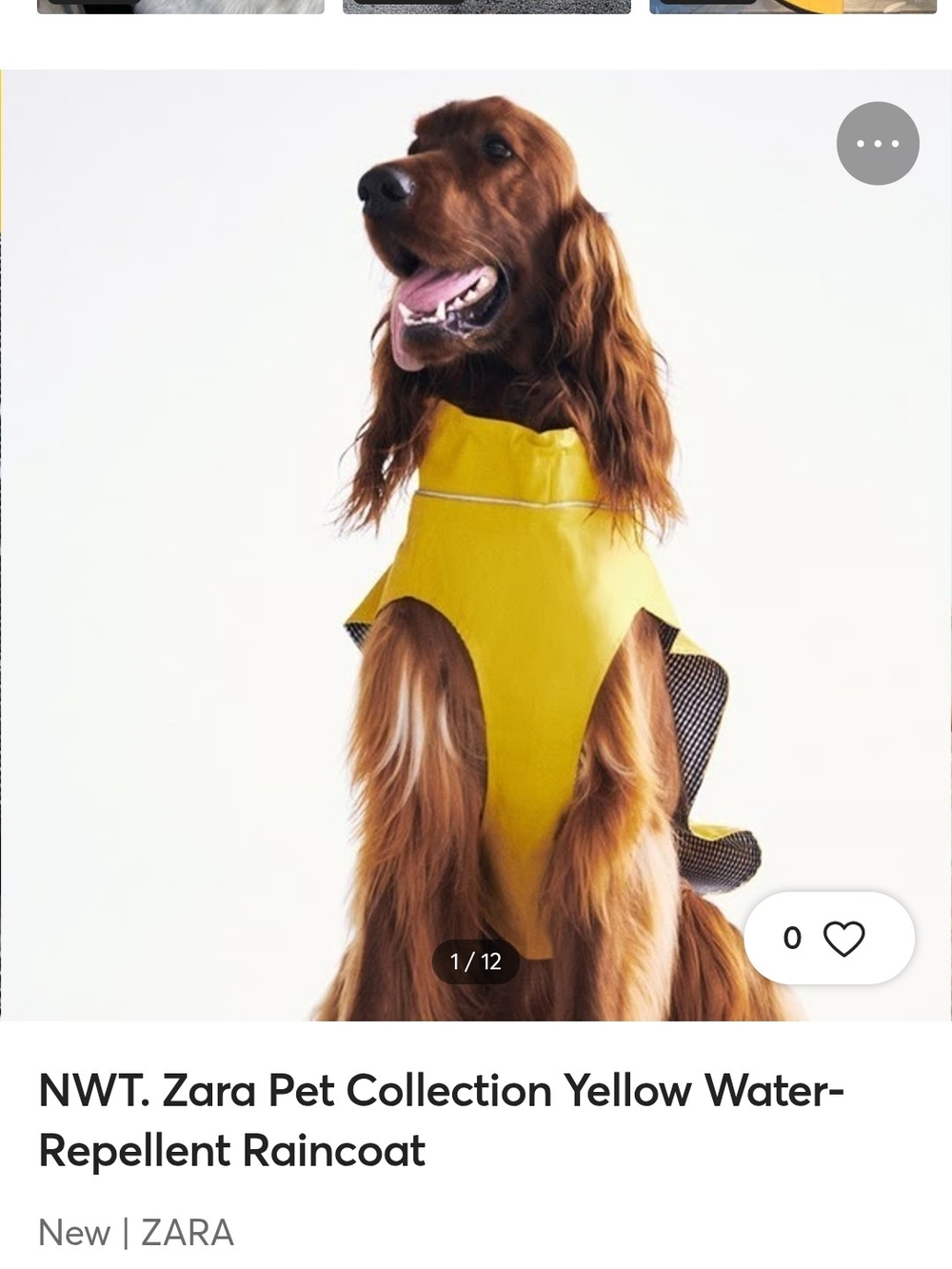 ZARA Yellow Water-Repellent Dog Raincoat